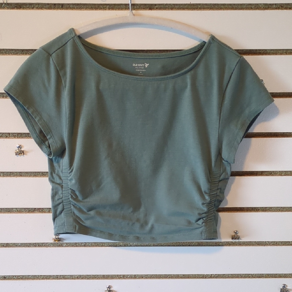 Old Navy Women's Sage Green Ruched Crop Top